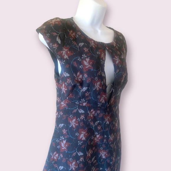 Free People Say Yes Black Floral Textured Stretch Knit Mini Dress - Picture 7 of 13